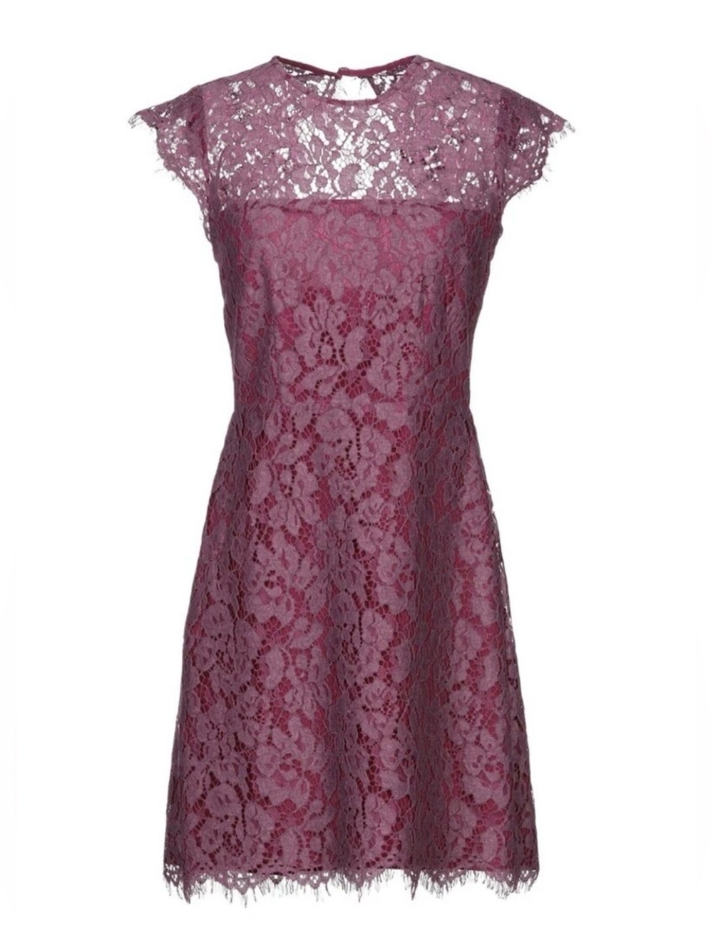 Liu Jo Mauve Lace Fit-and-Flare Midi Dress